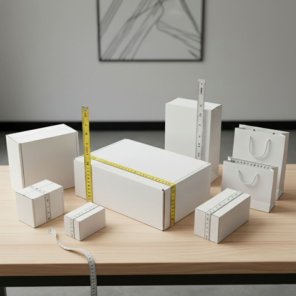 Measuring different sizes of boxes and bags